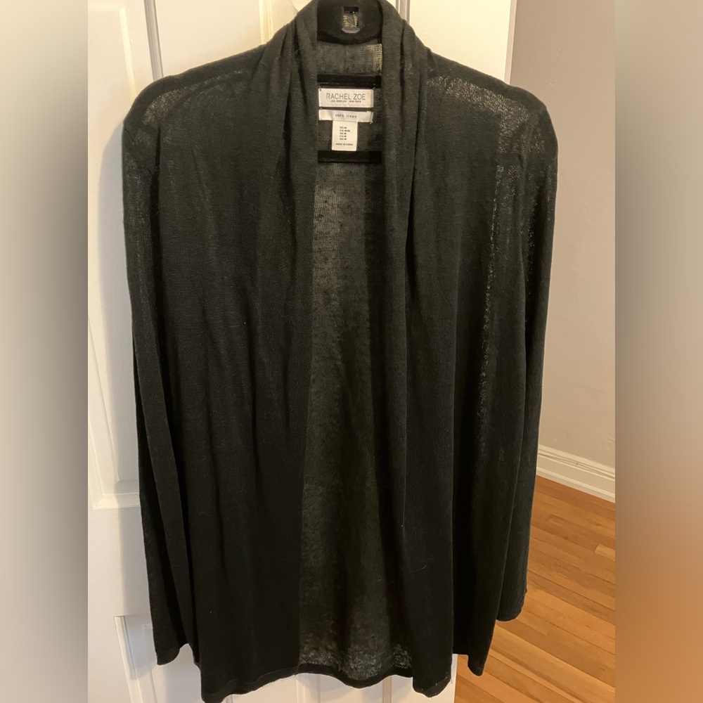 Rachel Zoe Black Linen Long Length Sweater